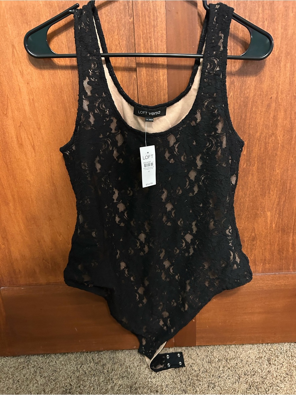 LOFT Black Lace Bodysuit with Nude Lining - Picture 1 of 3